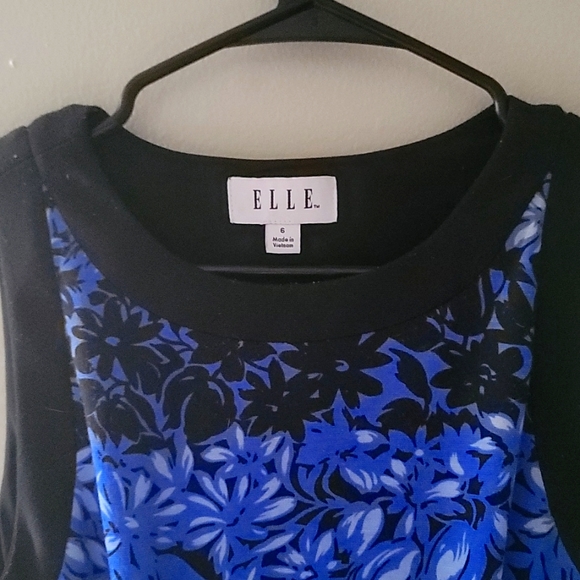 ELLE SIZE 6 BLUE/BLACK FLORAL PRINT! BEAUTIFUL QUILITY MATERIAL! GREAT CONDITION - Picture 7 of 7
